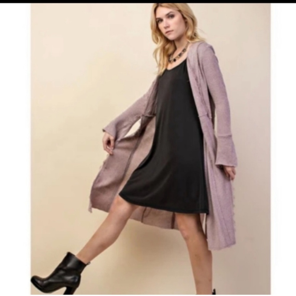 Jordy Button Down Cardigan - Mauve/Lilac Color - Picture 2 of 6